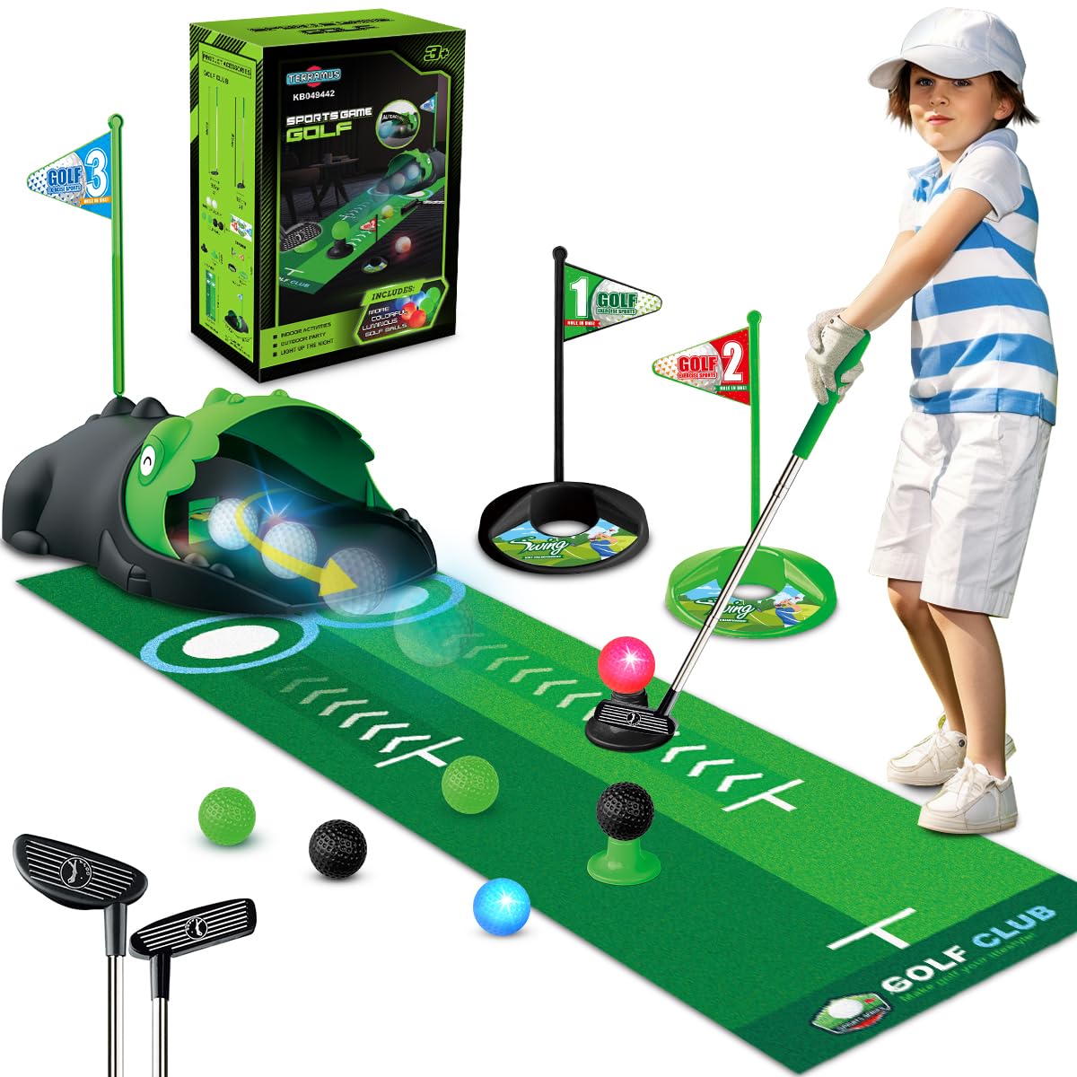 Cornhole Board Set - Kids Toy Golf Club Set with