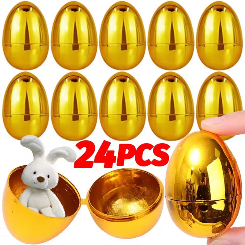 Party Games Easter Egg - 6-24Pcs Golden Easter Eggs Plastic Fillable