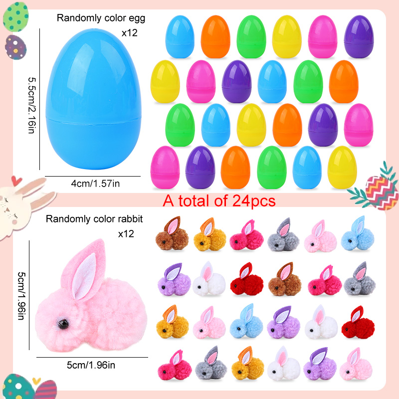 24Pcs Cute Easter Egg with Rab - Party Games Easter Egg ulasan dan harga