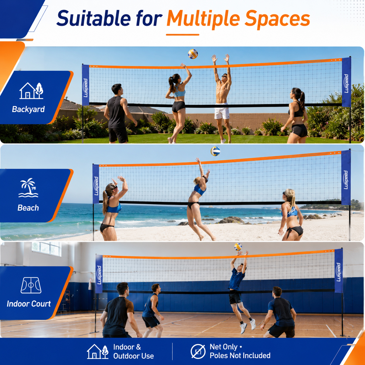 Portable Volleyball Net Outdoo - Badminton Set Garden ulasan dan harga